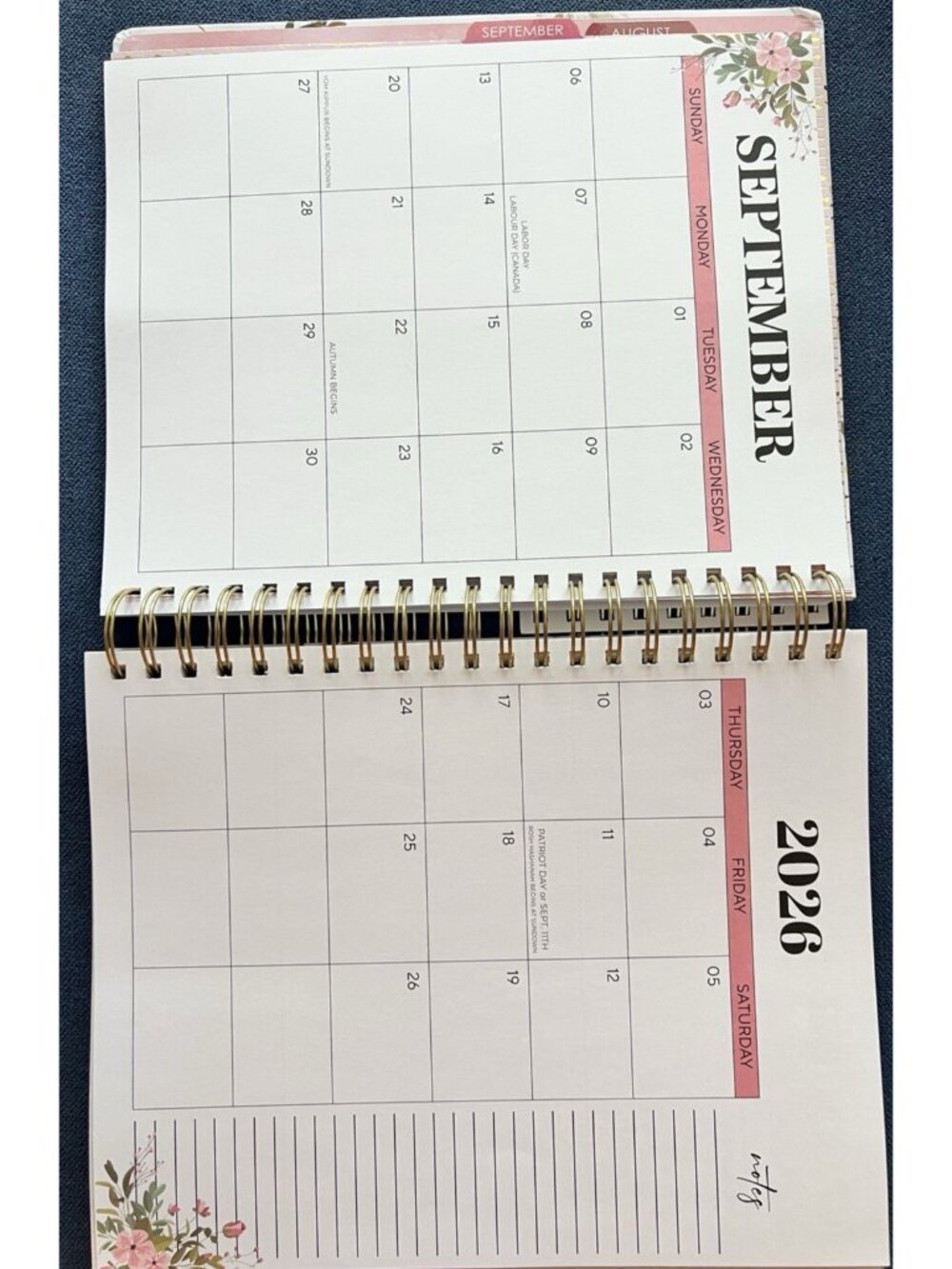 Planner 17 Month 2026-27 DAISY FLORAL Month Day Week Organizer Calendar 9"Wx11"H - Picture 7 of 16